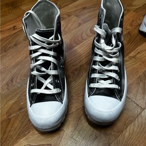 Stylish Black and White High-Top Sneakers